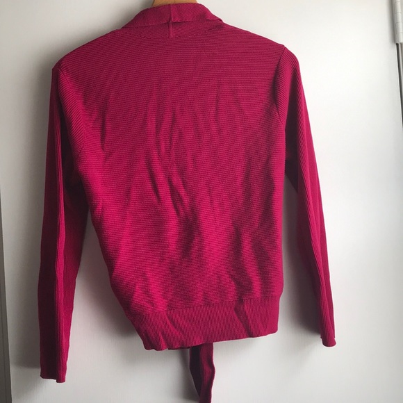 Vintage Talbots Hot Pink Wrap Tie Front Cardigan Sweater Top Medium Petite - Picture 5 of 8